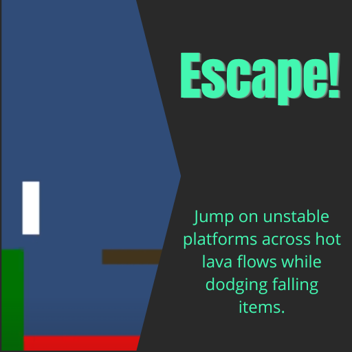 Escape! - Jump on unstable platforms across hot lava flows while dodging falling items.